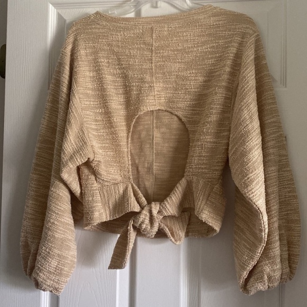 Anthropologie Tan Textured Knit Top